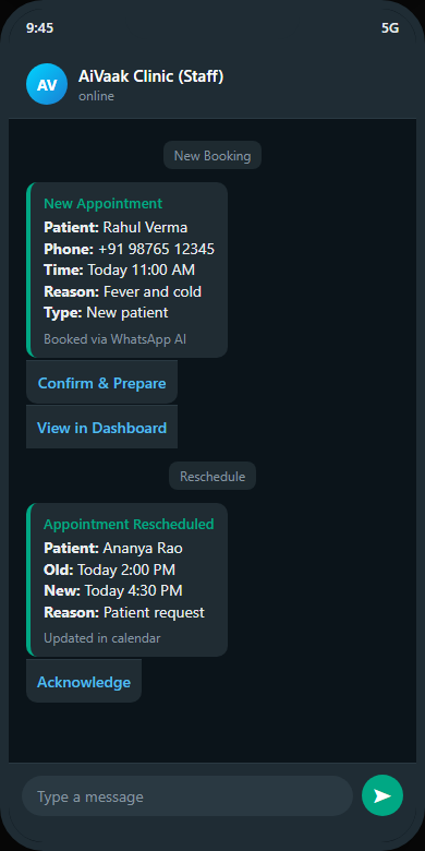 WhatsApp staff alert for new booking